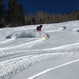 skiing down a large hill