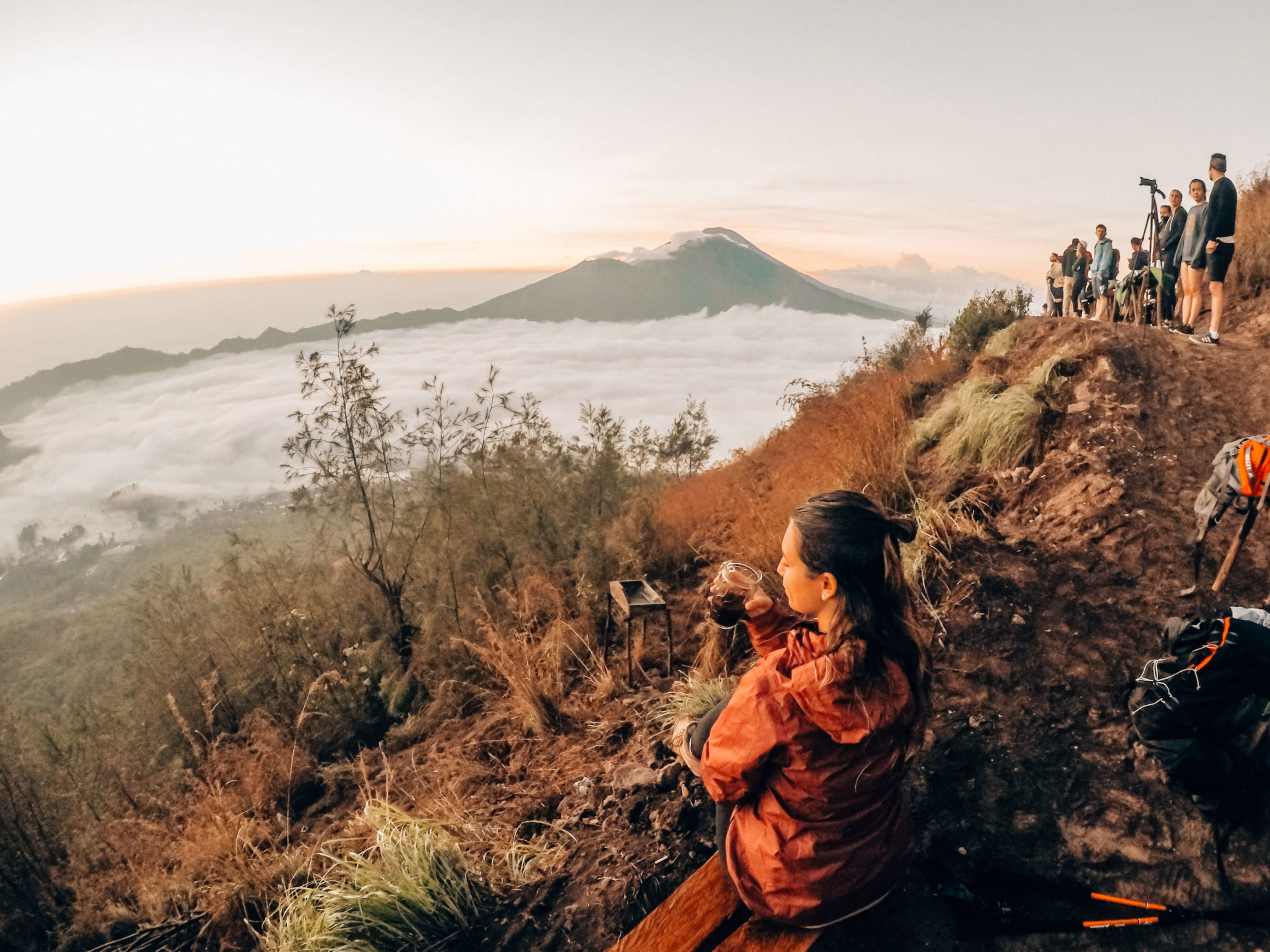 Double Occupancy overlooking Mount Batur during sunrise