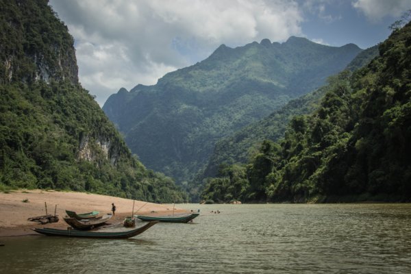 South East Asian scenery with mountains and water