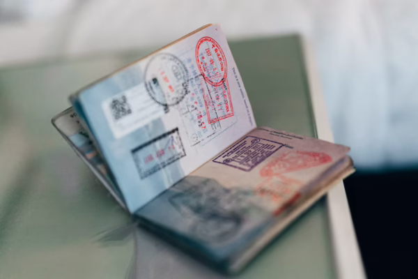 open passport sitting on a table