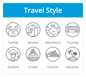 screenshot of travel style filters on Yonder Travel Insurance quote results page