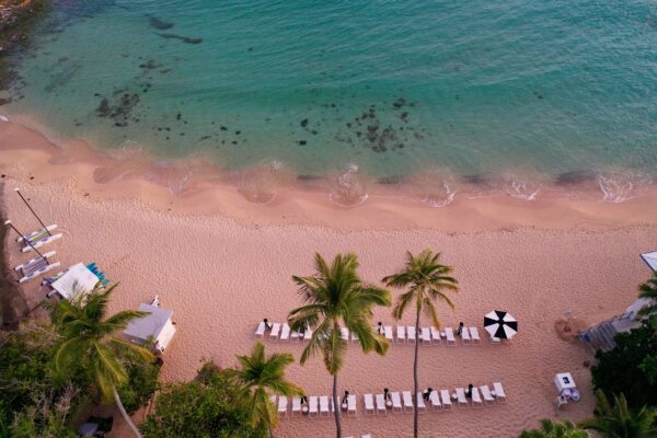 beautiful white sand beach with turquoise waters in the us virgin islands