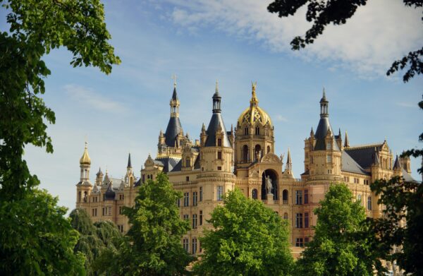 Schwerin Castle in the city of Schwerin in Mecklenburg-Vorpommern state, Germany on a sunny summer day