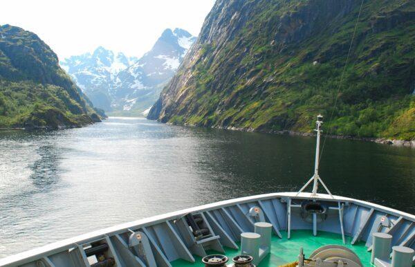 sailing on a cruise ship through Norway