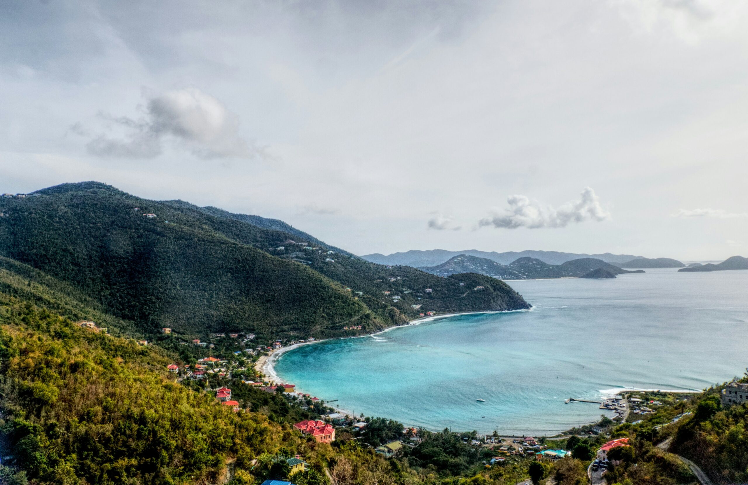 beach and mountain scenery in us virgin islands